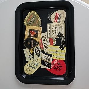 Bar tray whiskey vodka rum gin retro serving tray Vintage labels on old favor…